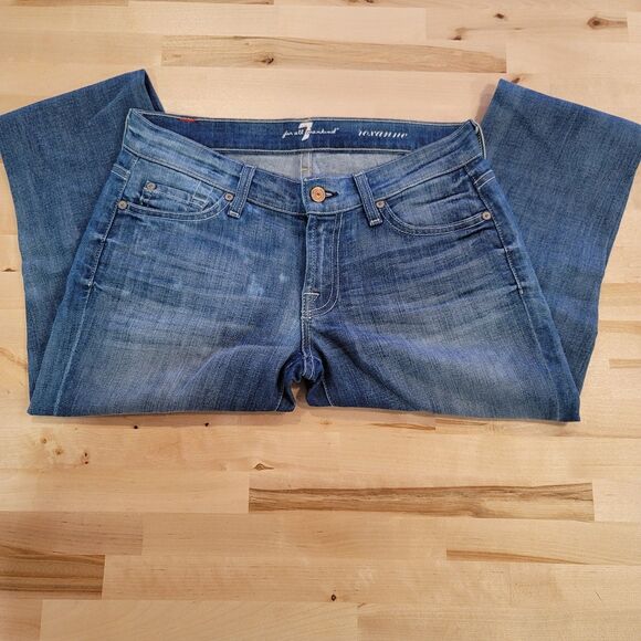 7 For All Mankind Roxanne Ankle Jean 27 Denim Medium Wash Skinny - Picture 12 of 15